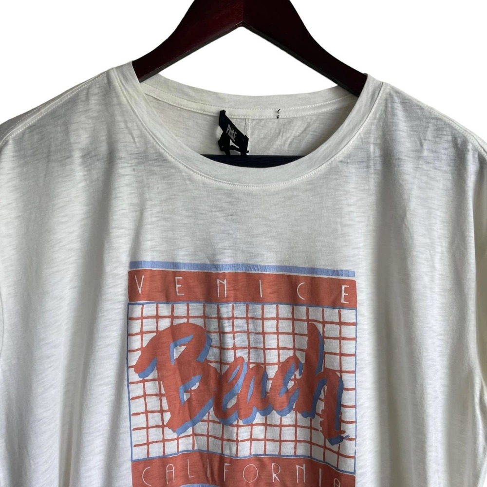 Paige Women Cotton Top S Ivory Ryo Graphic Tee Venice Beach Streetwear Y2K‎ - Picture 3 of 8